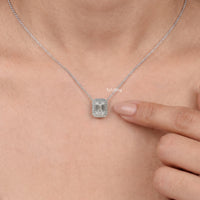 Emerald Lab Diamond Halo Pendant