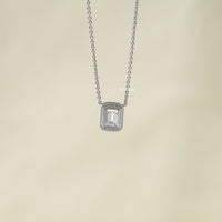 Emerald Lab Diamond Halo Pendant