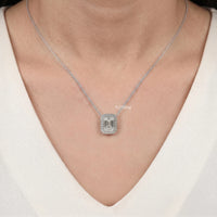 Emerald Lab Diamond Halo Pendant