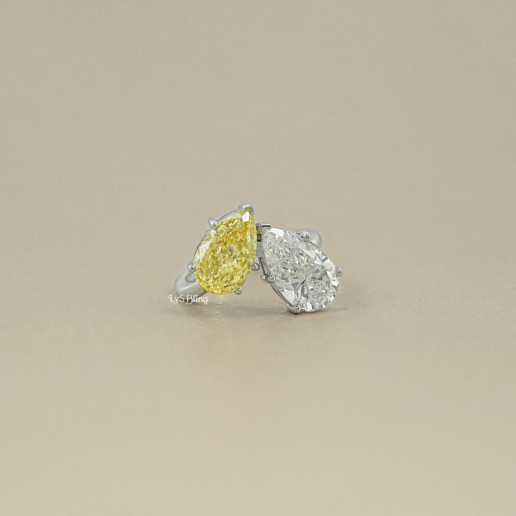 Fancy Pear Cut Lab Diamond Toi ET Moi Ring