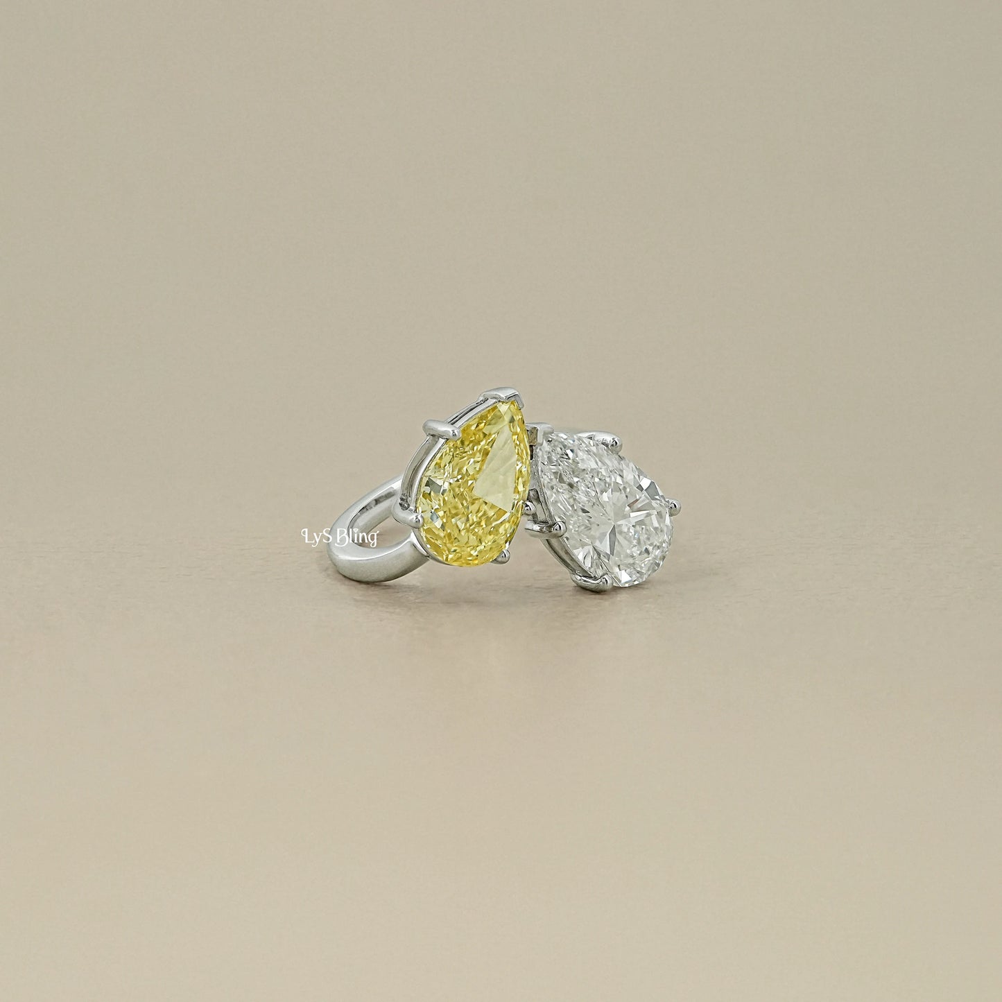 Fancy Pear Cut Lab Diamond Toi ET Moi Ring