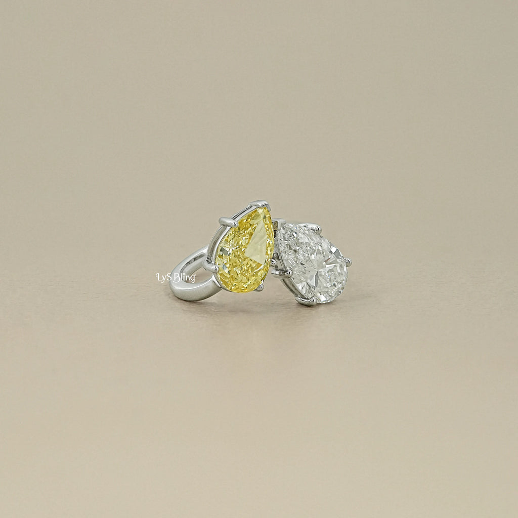 Fancy Pear Cut Lab Diamond Toi ET Moi Ring