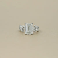 Emerald Cut Lab Grown Diamond Accent Engagement Ring