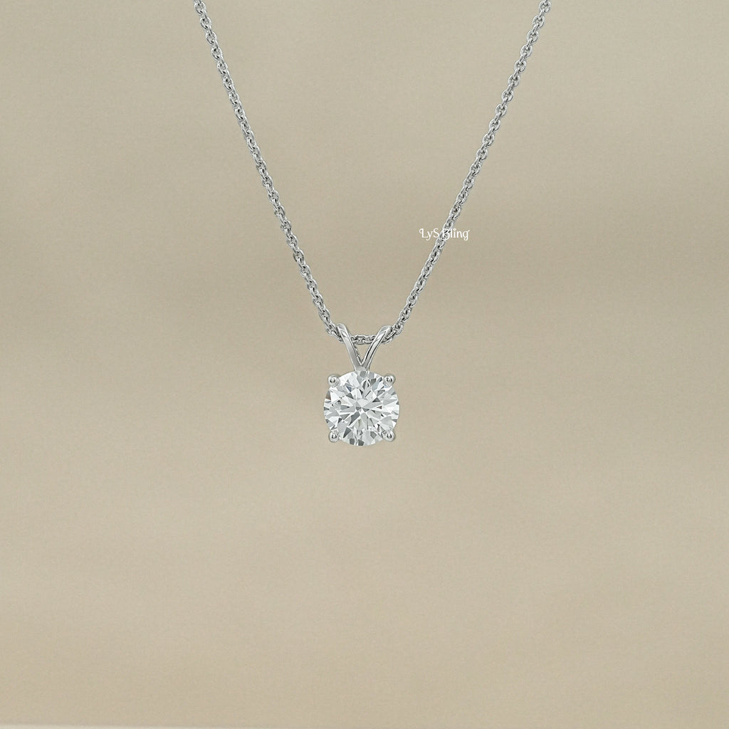 Brilliant Cut Round Lab Diamond Solitaire Pendant