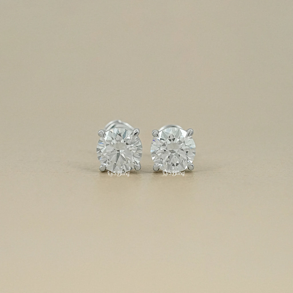 Round Cut Lab Grown Diamond Stud Earrings