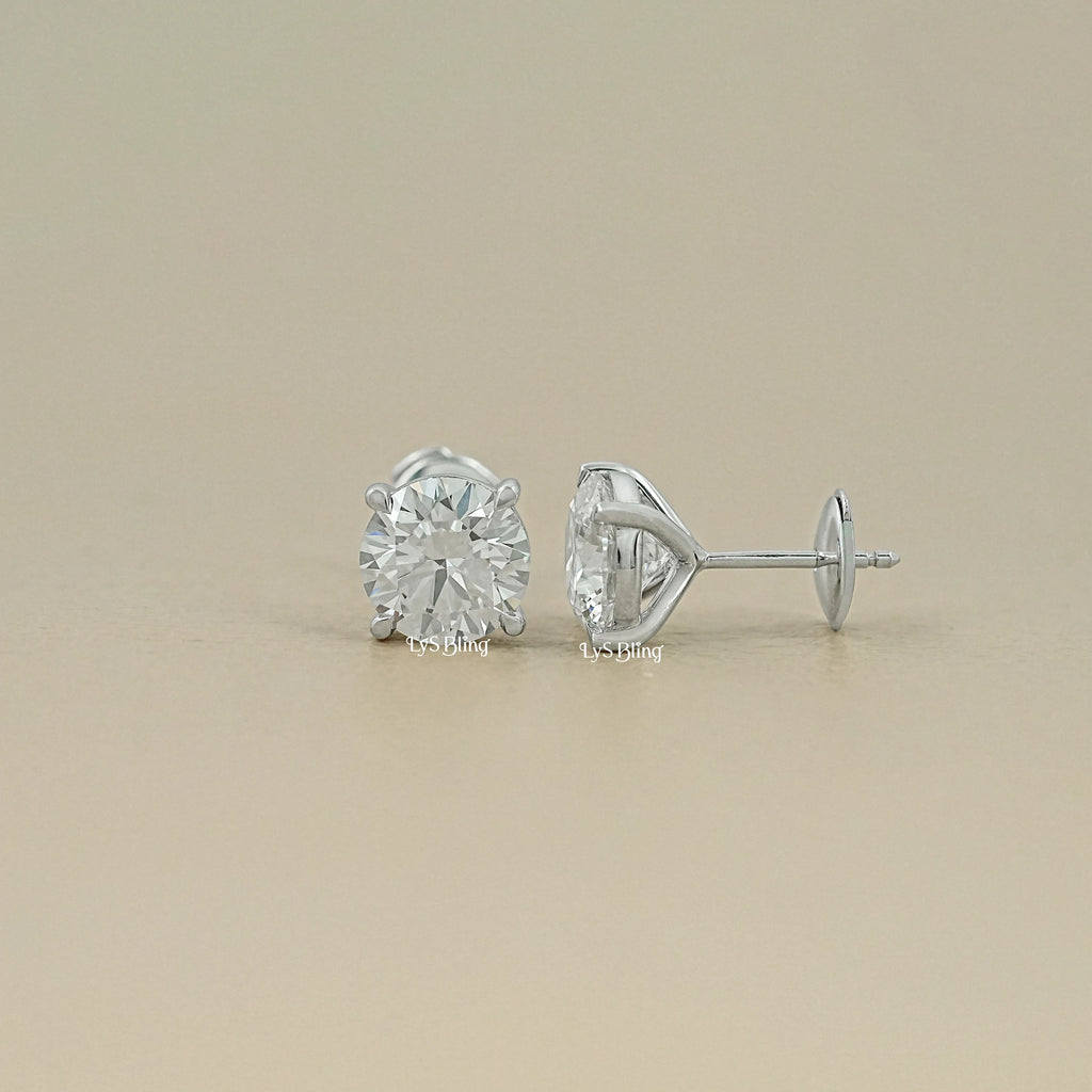 Round Cut Lab Grown Diamond Stud Earrings