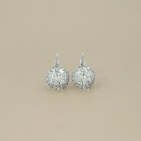 Round Cut Lab Diamond Halo Drop Earrings