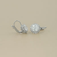 Round Cut Lab Diamond Halo Drop Earrings