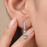 Emerald Lab Grown Diamond Drop Earrings