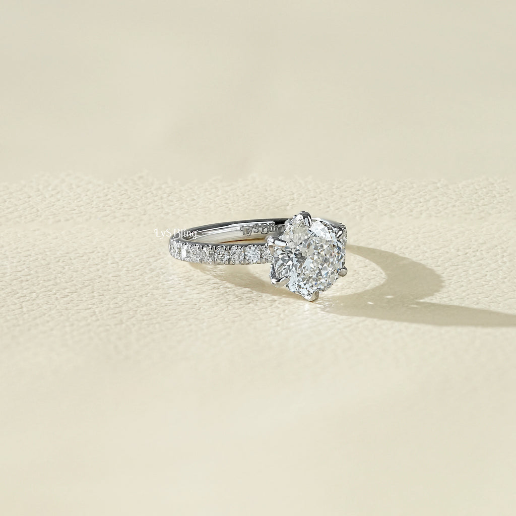 Portuguese Round Diamond Hidden Halo Accent Ring