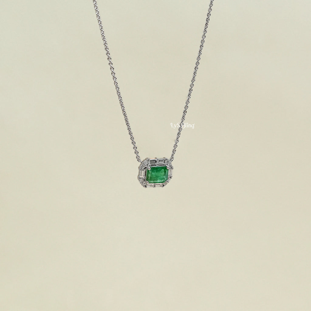 Natural Green Gemstone Halo Pendant