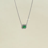 Natural Green Gemstone Halo Pendant