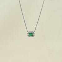 Natural Green Gemstone Halo Pendant