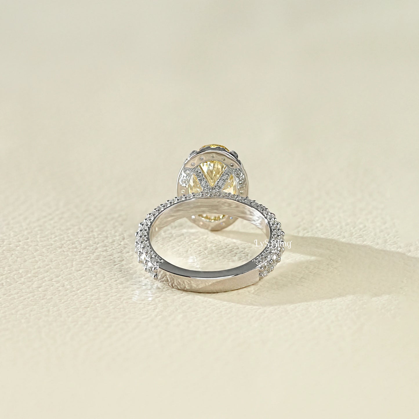 Fancy Vivid Yellow Oval Halo Accent Diamond Ring