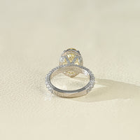 Fancy Vivid Yellow Oval Halo Accent Diamond Ring