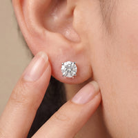 Round Cut Lab Grown Diamond Stud Earrings