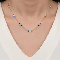 Trio Sapphire And Oval Lab Diamond Station Necklace