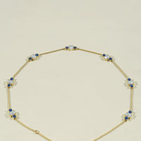 Trio Sapphire And Oval Lab Diamond Station Necklace