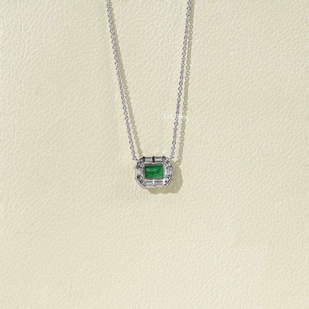 Natural Green Gemstone Halo Pendant