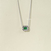 Natural Green Gemstone Halo Pendant