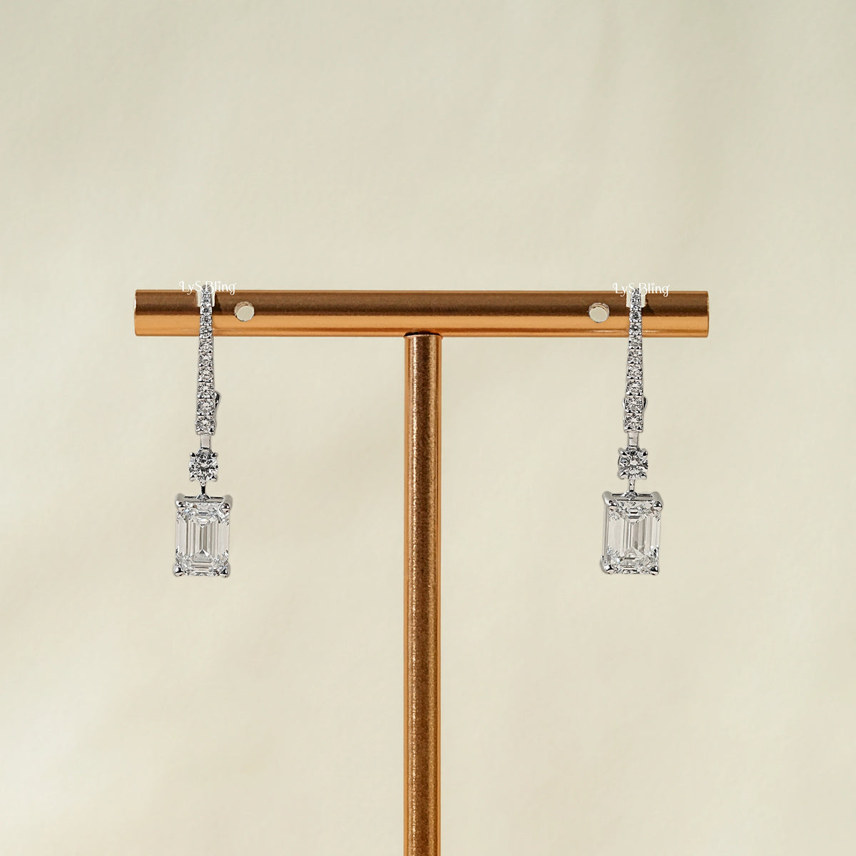 Emerald Lab Grown Diamond Drop Earrings