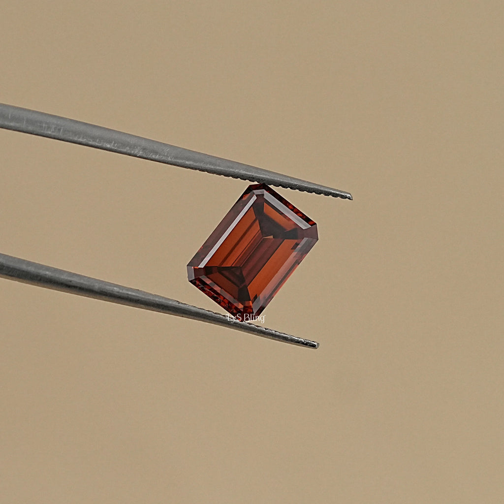 Fancy Brown Orange Emerald Cut Loose Diamond