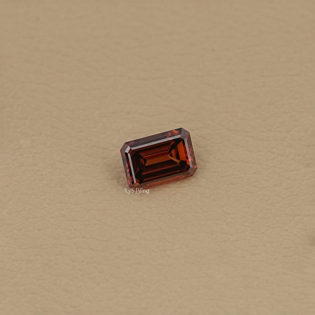 Fancy Brown Orange Emerald Cut Loose Diamond