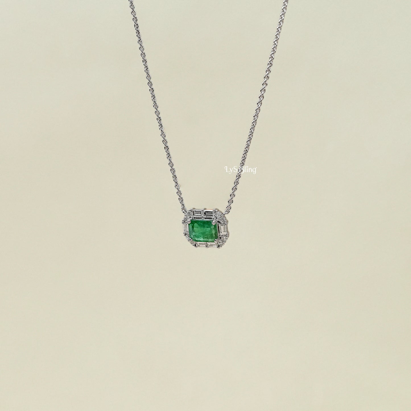 Natural Green Gemstone Halo Pendant