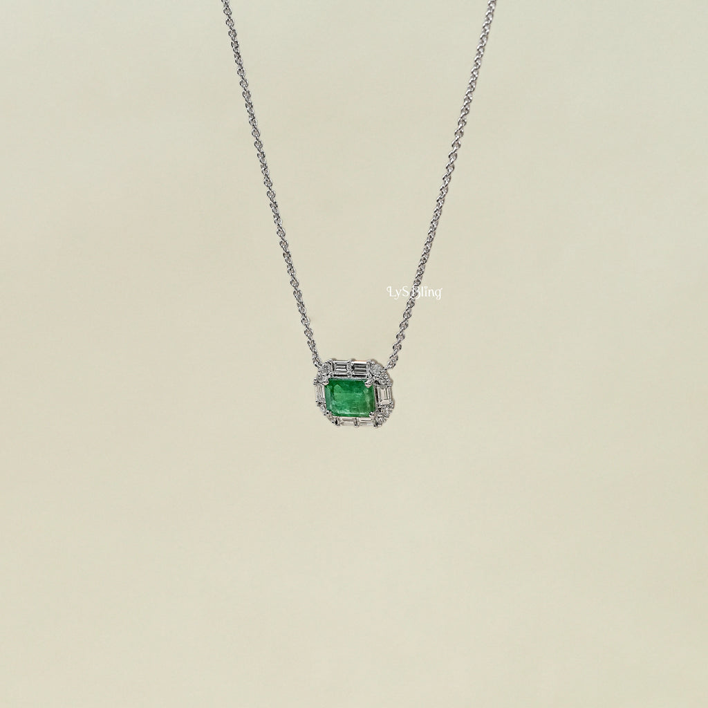 Natural Green Gemstone Halo Pendant