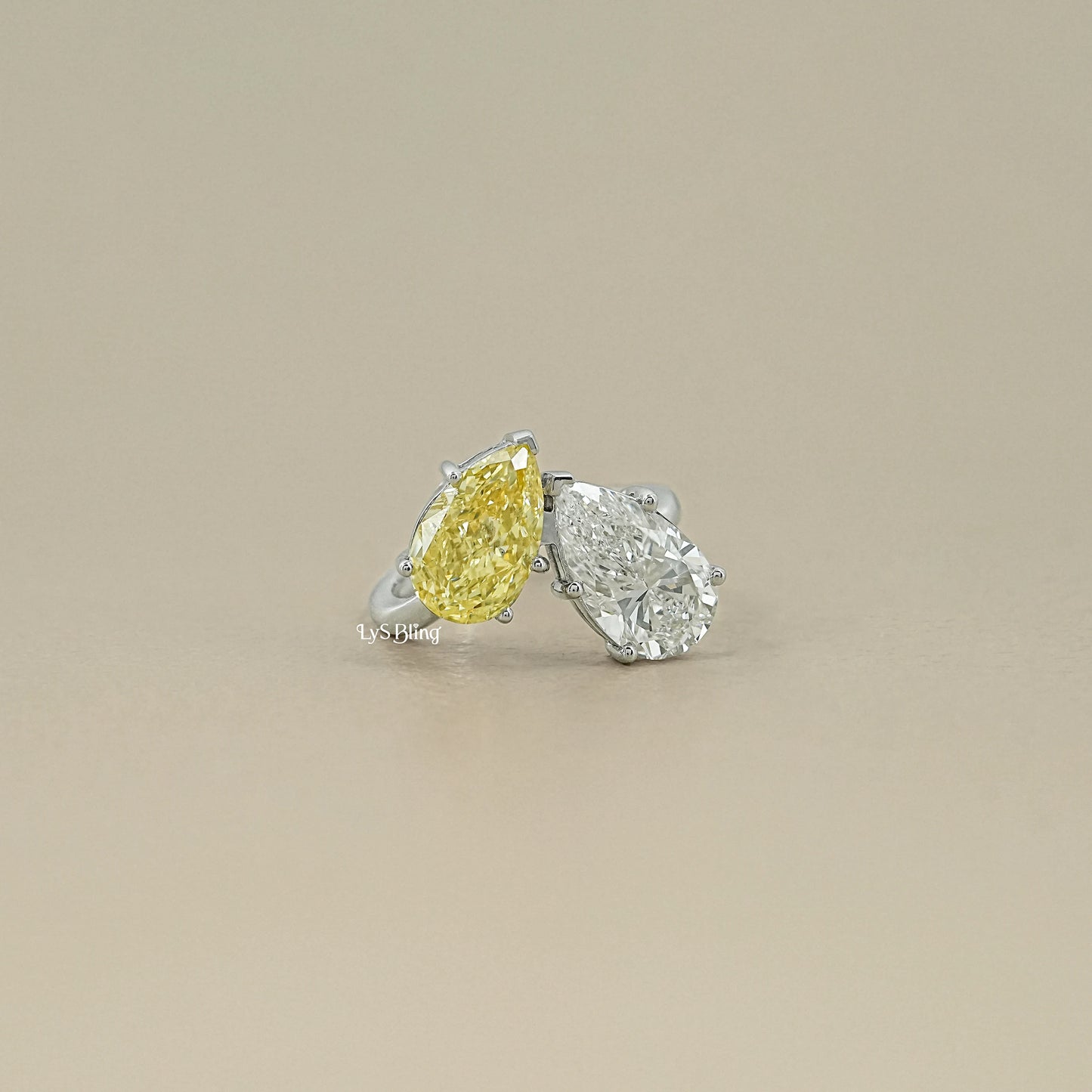 Fancy Pear Cut Lab Diamond Toi ET Moi Ring
