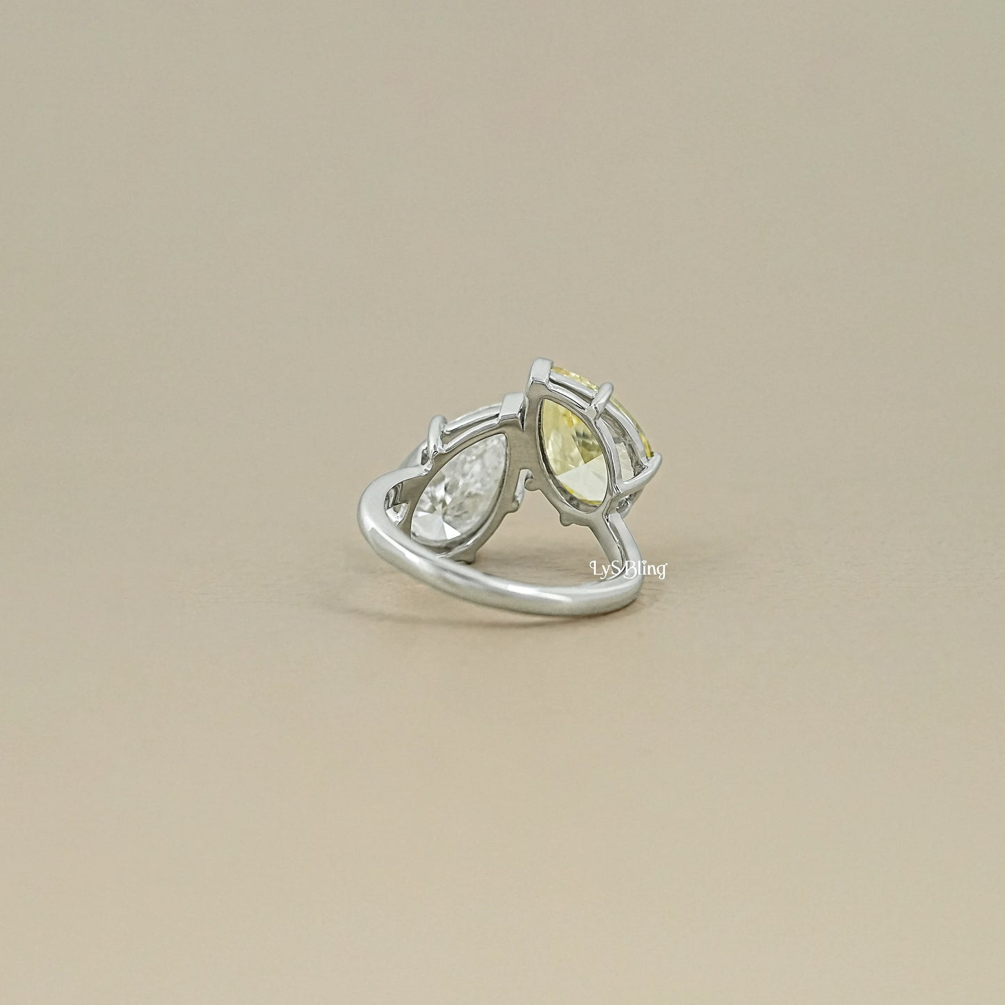 Fancy Pear Cut Lab Diamond Toi ET Moi Ring