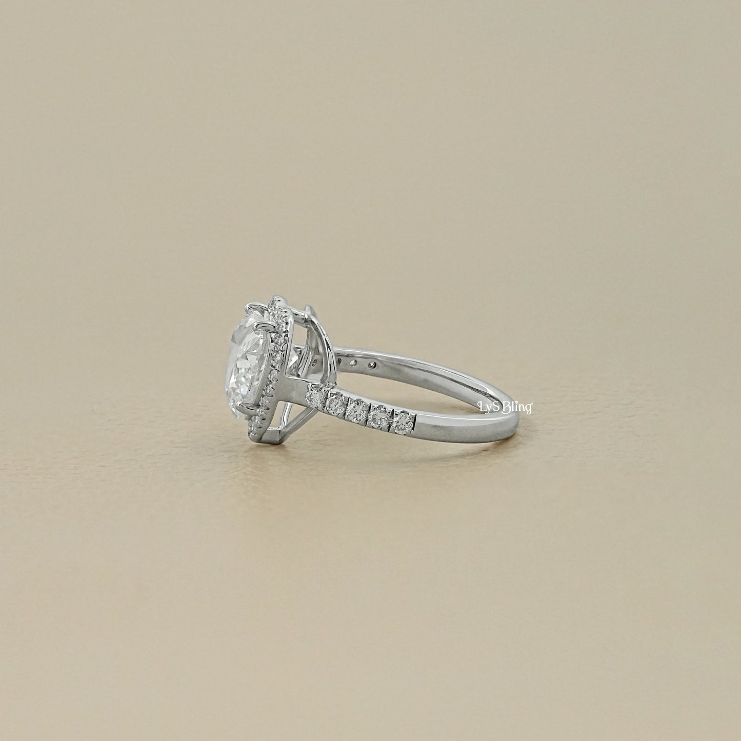 Halo With Accent Diamond Engagement Ring