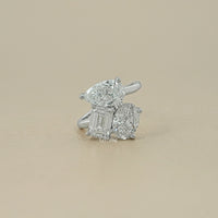 3 Stone Bypass Lab Diamond  Engagement Ring