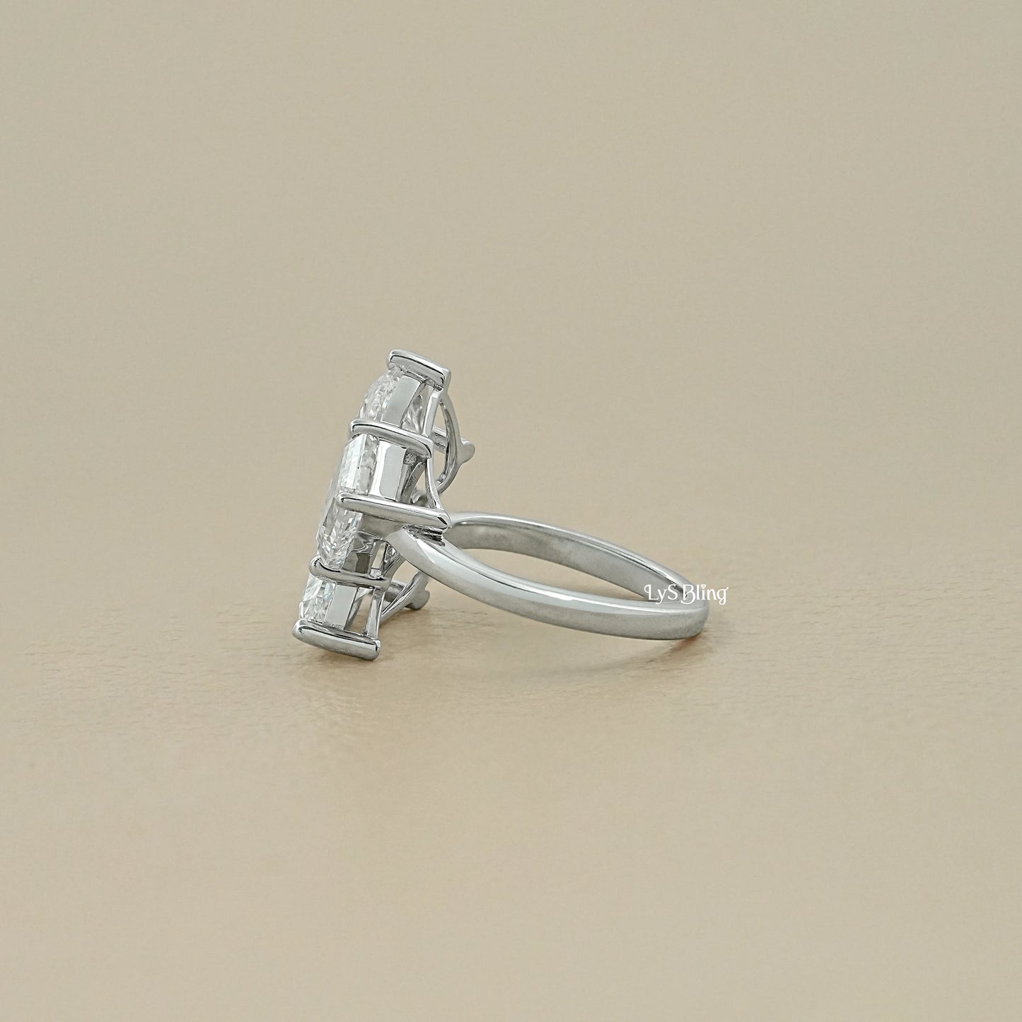 3 Stone Bypass Lab Diamond  Engagement Ring