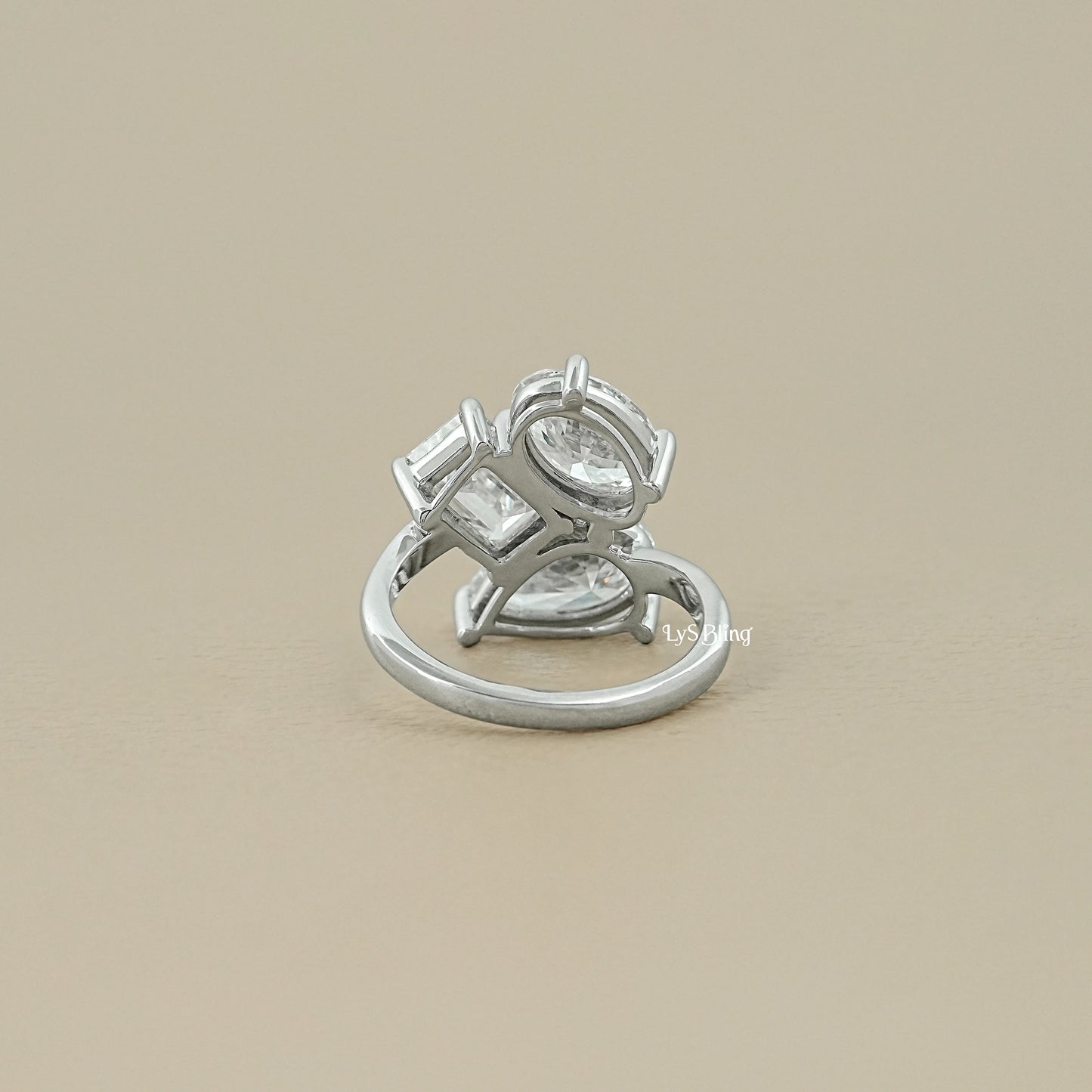 3 Stone Bypass Lab Diamond  Engagement Ring