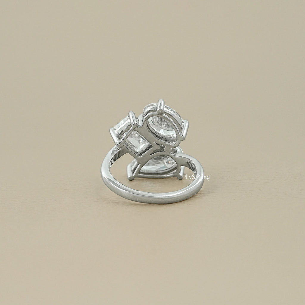 3 Stone Bypass Lab Diamond  Engagement Ring