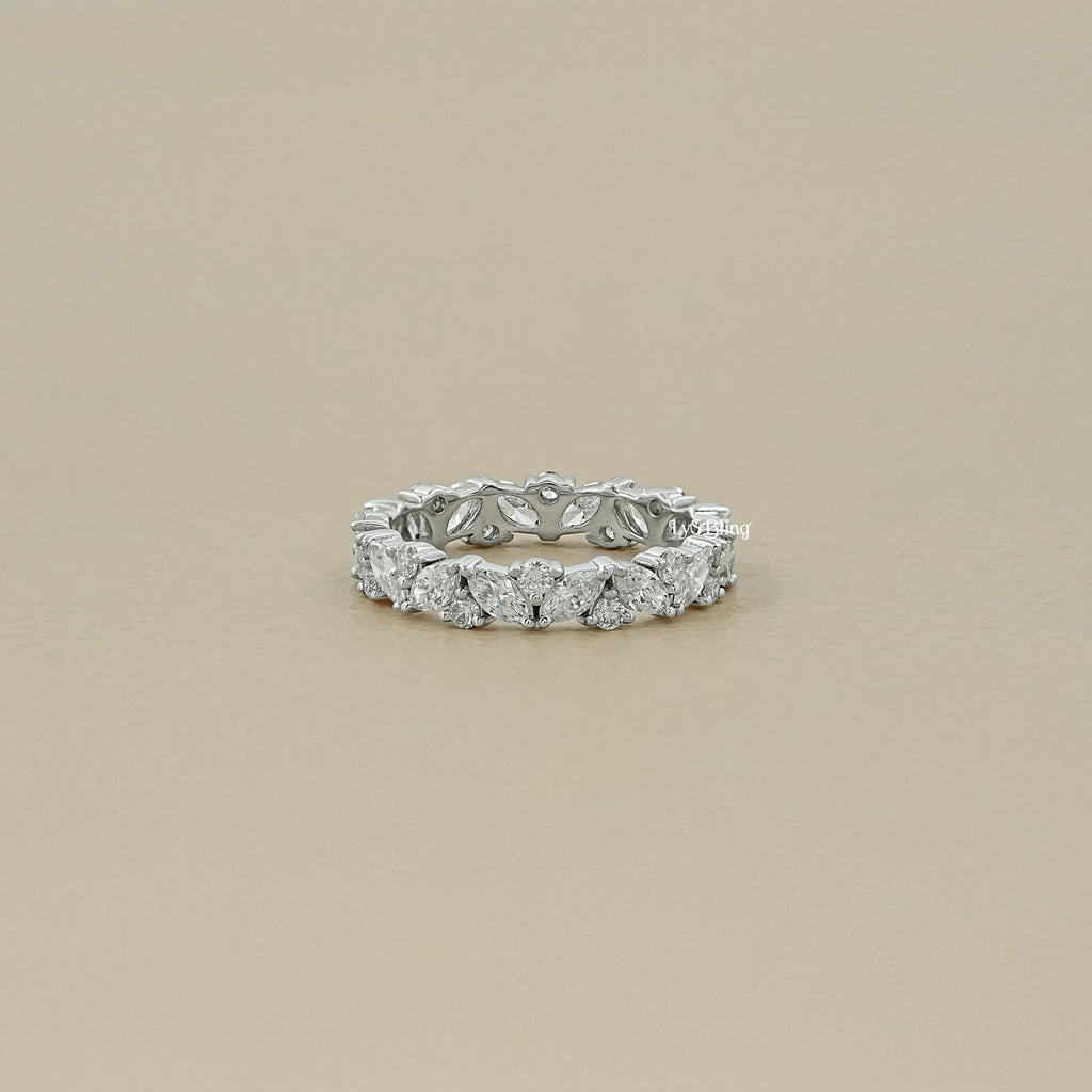 Marquise And Round Lab Diamond Eternity Wedding Band