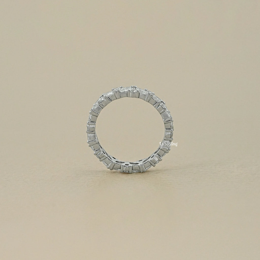 Marquise And Round Lab Diamond Eternity Wedding Band