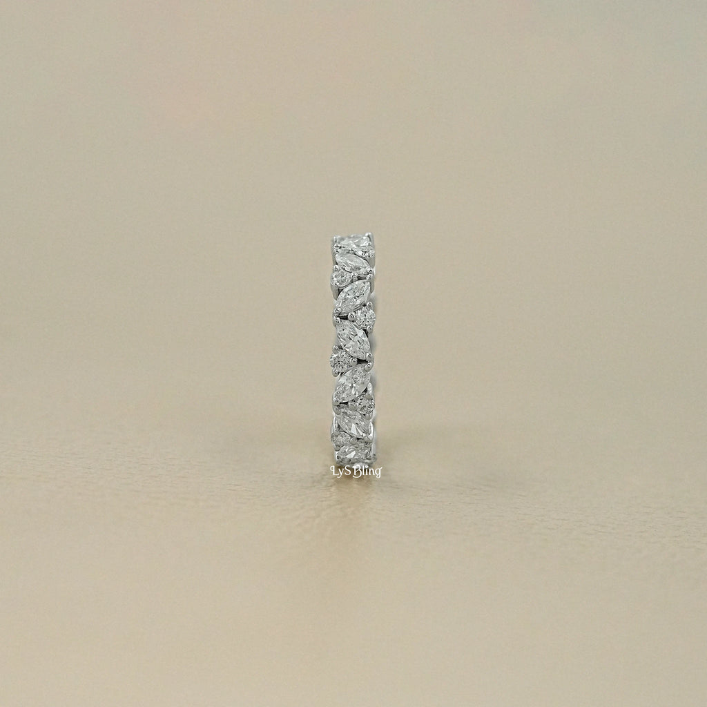 Marquise And Round Lab Diamond Eternity Wedding Band