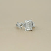 Emerald Cut Lab Grown Diamond Accent Engagement Ring