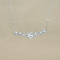 Round Cut Lab Grown Diamond Graduated Bar Pendant