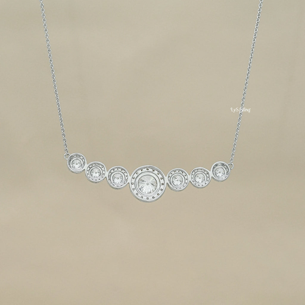 Round Cut Lab Grown Diamond Graduated Bar Pendant
