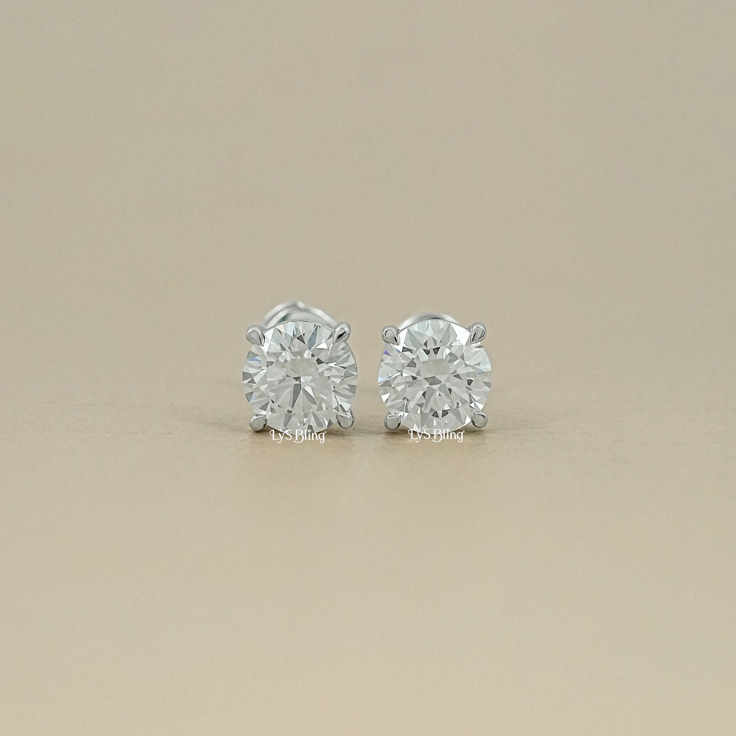 Round Cut Lab Grown Diamond Stud Earrings