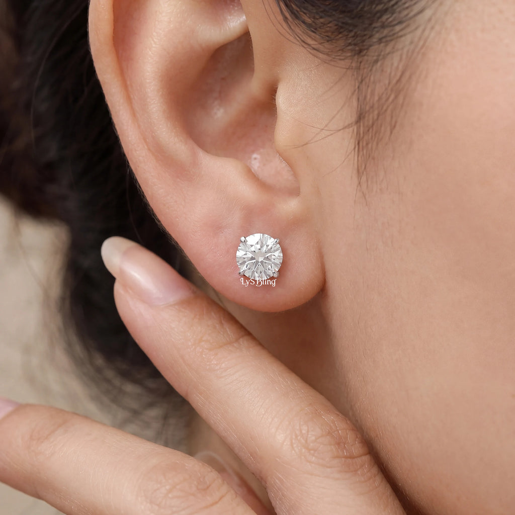 Round Cut Lab Grown Diamond Stud Earrings