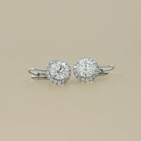 Round Cut Lab Diamond Halo Drop Earrings