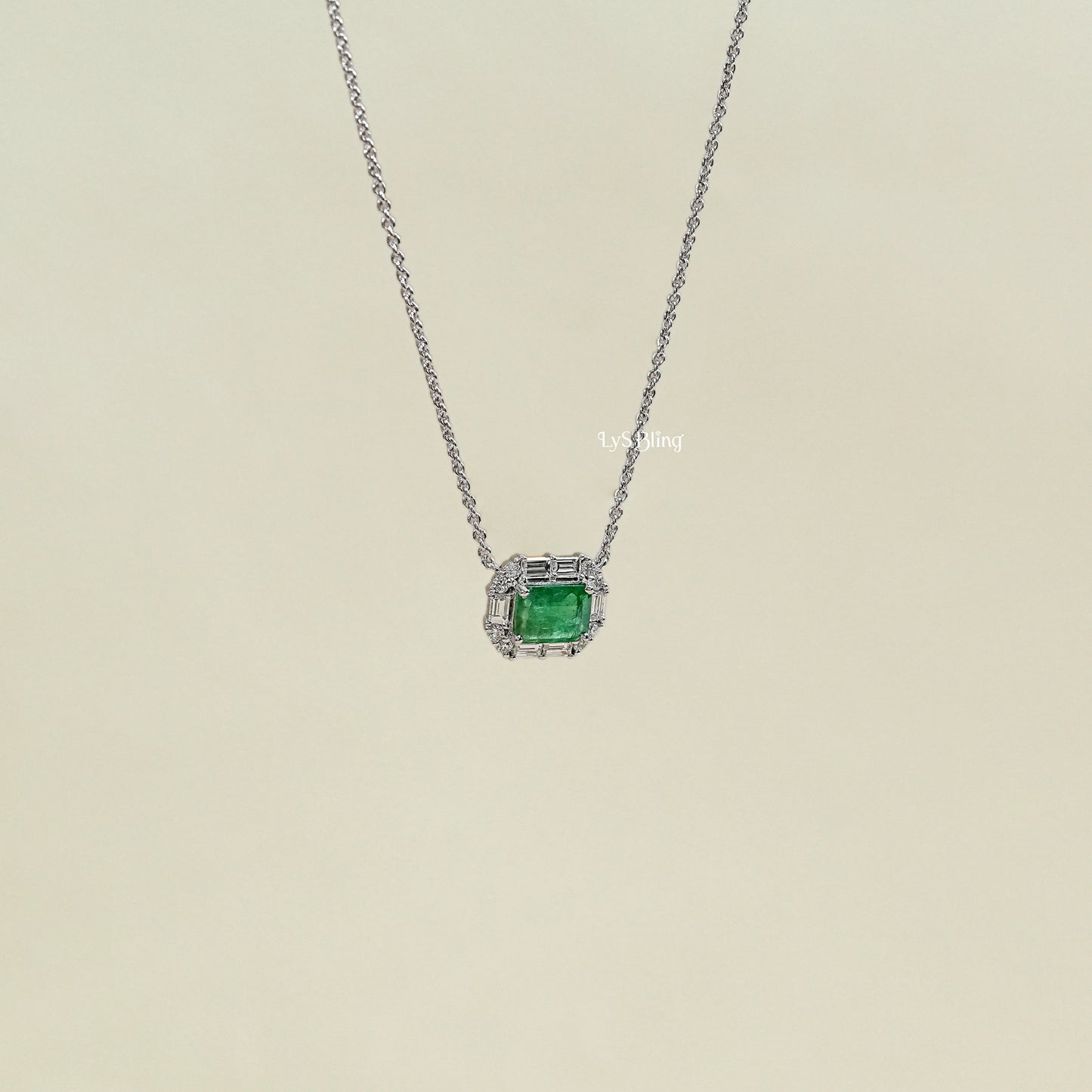 Natural Green Gemstone Halo Pendant
