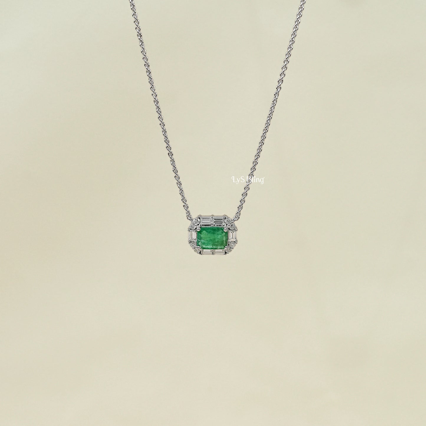 Natural Green Gemstone Halo Pendant