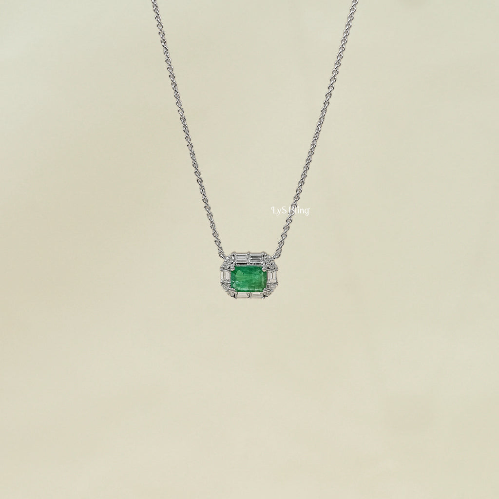 Natural Green Gemstone Halo Pendant