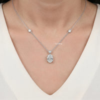 Oval Lab Diamond Station Chain Necklace