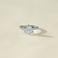 Portuguese Round Diamond Hidden Halo Accent Ring